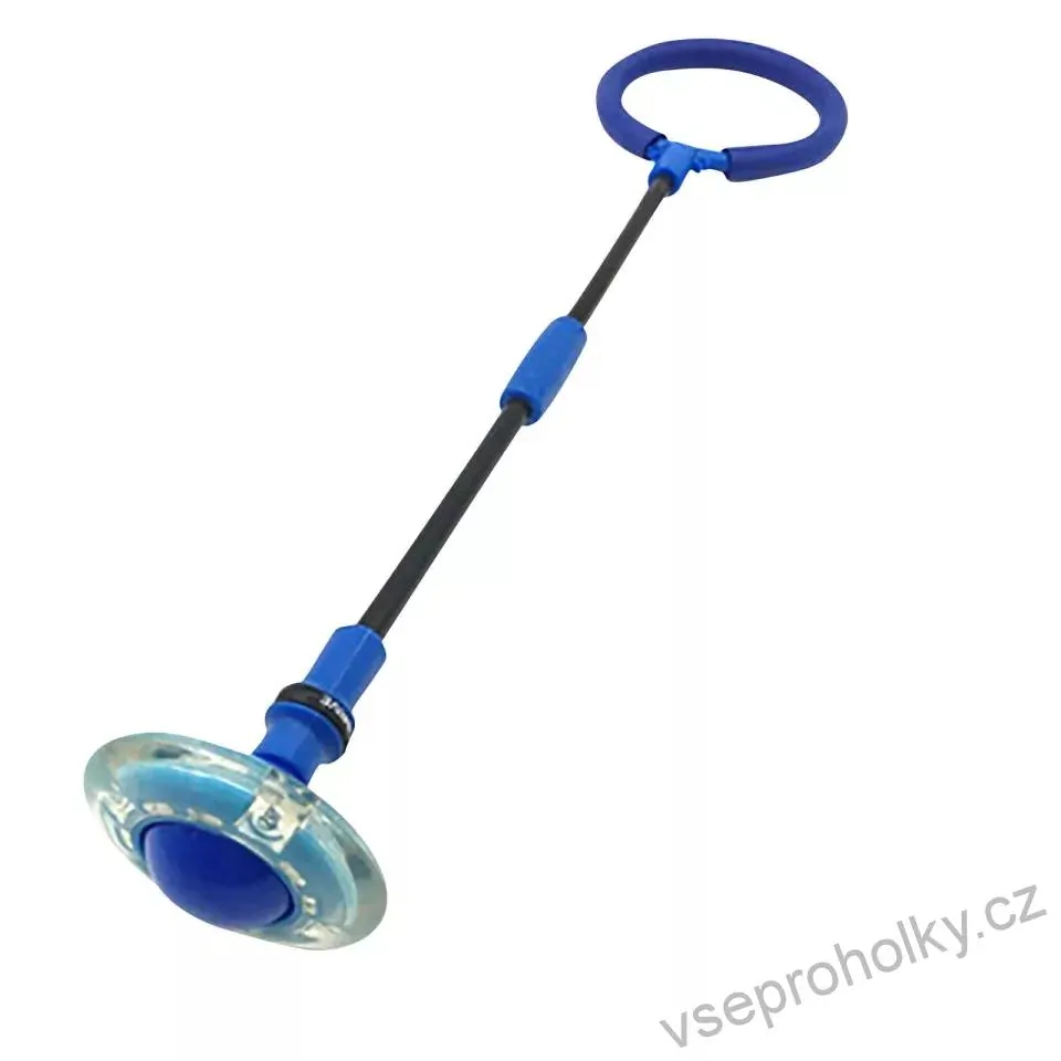 Blikající skákací míč na laně / venkovní LED hračka - žlutý