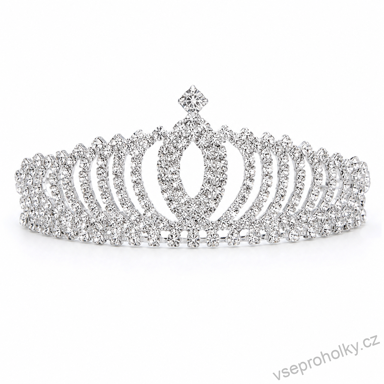 Luxusní korunka s kamínky - TIÁRA do vlasů QUEEN - Stříbrná