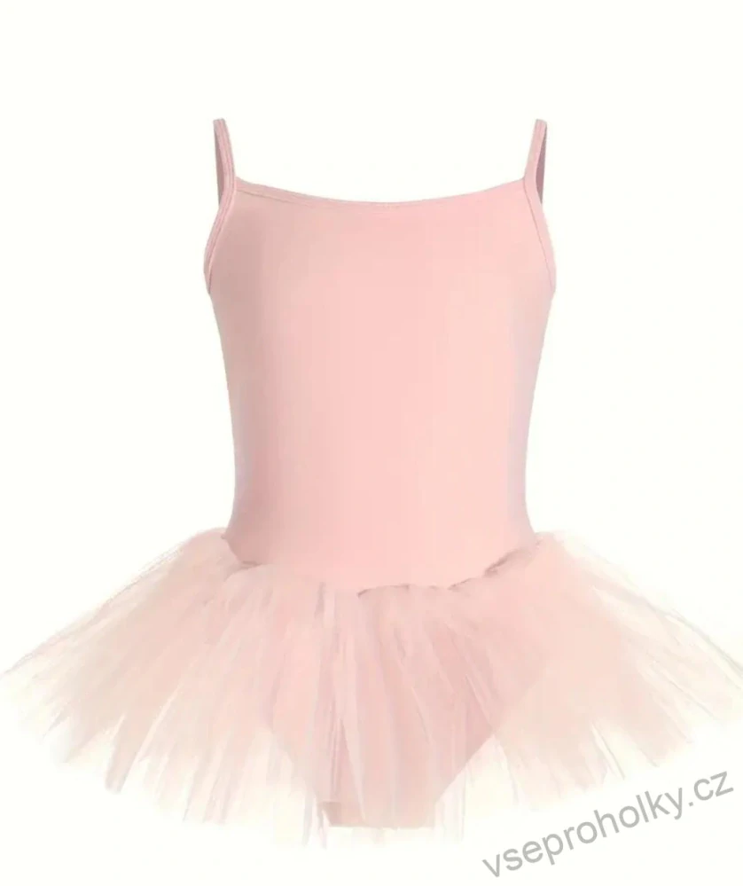 Dívčí taneční trikot s tutu sukní růžový