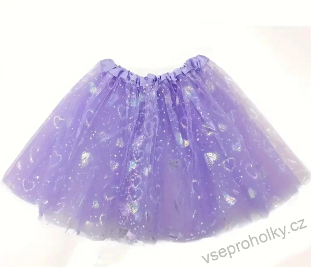 Dívčí tutu sukýnka světle fialová se srdíčky