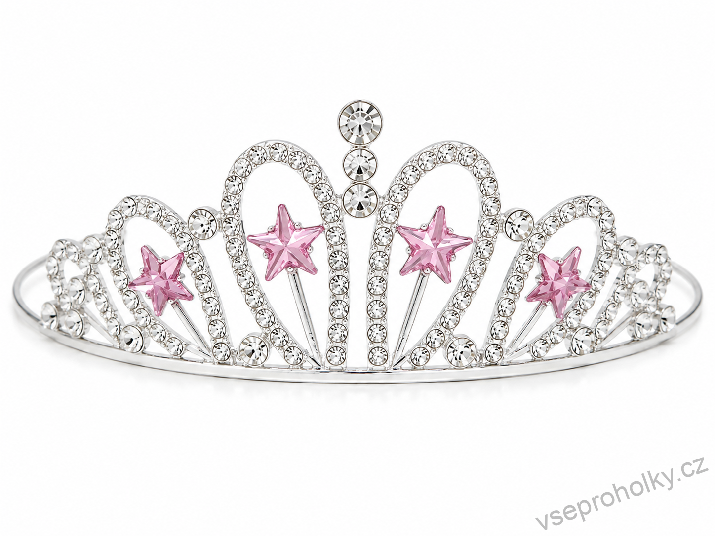 Čelenka princeznovská korunka s růžovými kamínky