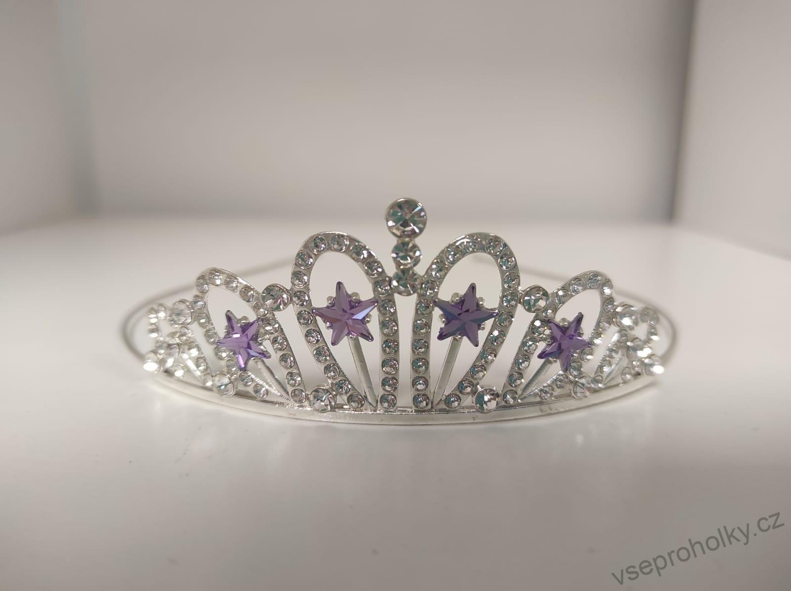 Čelenka princeznovská korunka s fialovými kamínky