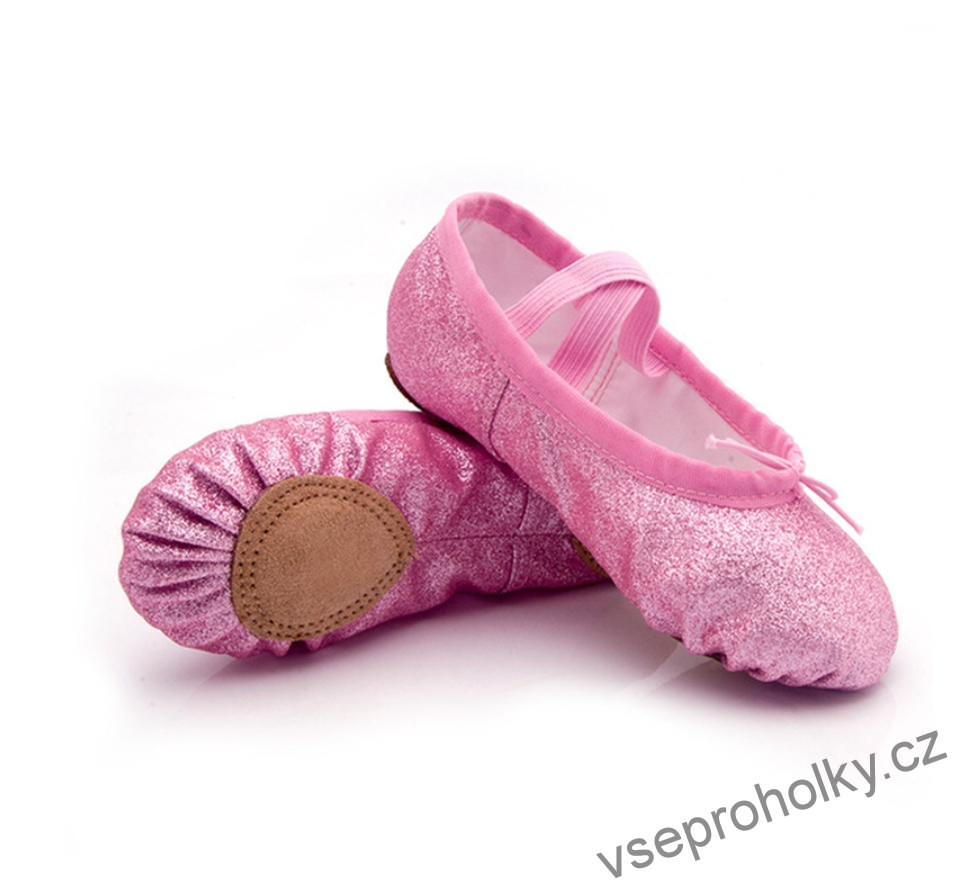 Dětské růžové třpytivé taneční cvičkyi, baletní boty, piškoty