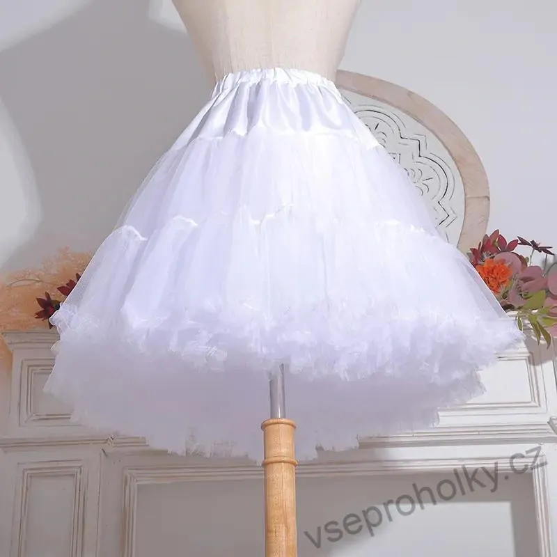 Bílá tutu petti šifónová dolly sukně pro dospělé a starší dívky, 45cm