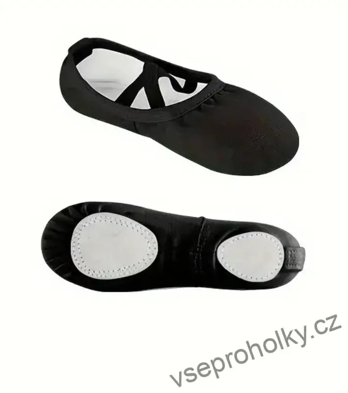 Plátěné baletní piškoty s dělenou podešví černá