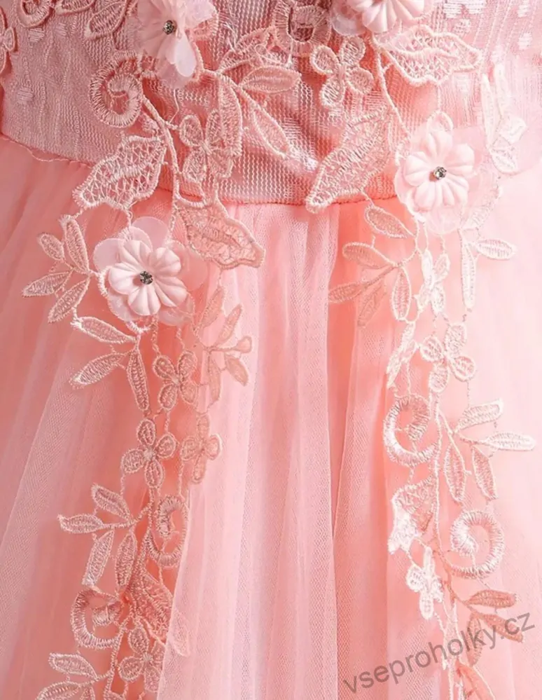 Šaty dětské dlouhé slavnostní růžové Rosa princeznovské luxusní