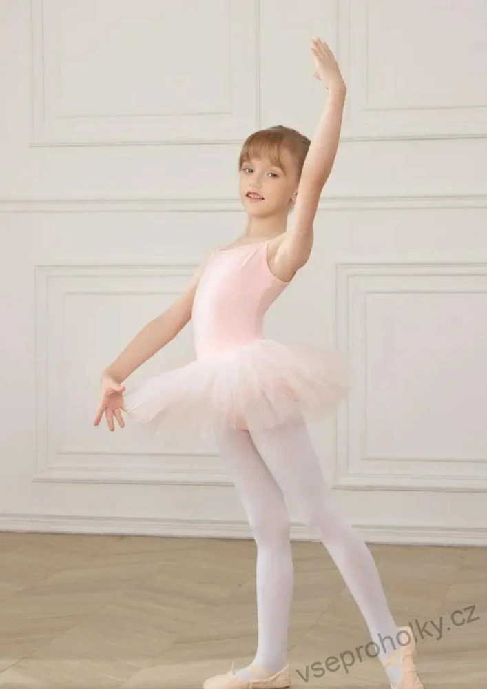 Dívčí taneční trikot s tutu sukní růžový