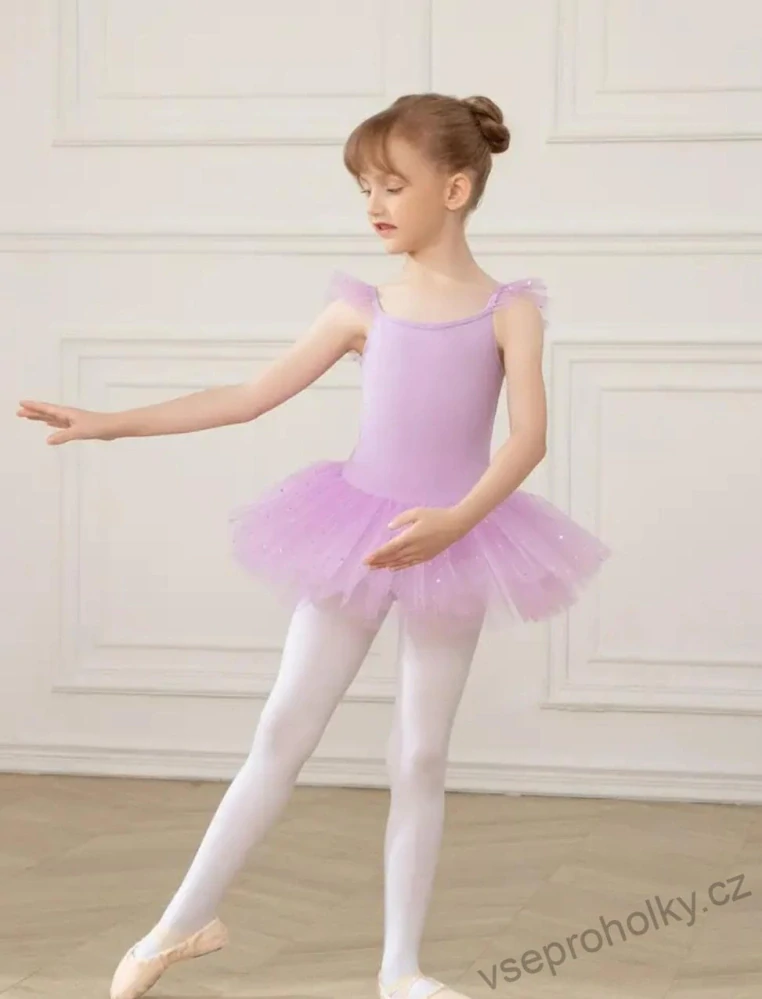 Dívčí baletní trikot s tutu sukénkou fialový