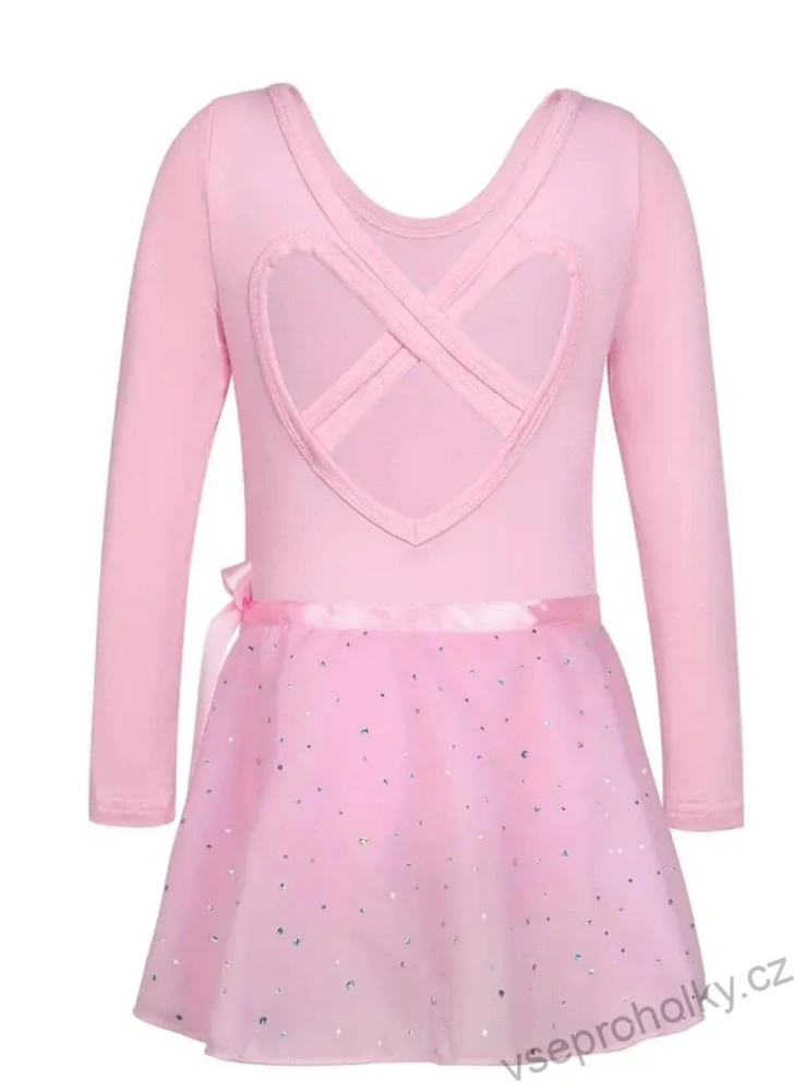 Dívčí baletní trikot se sukní růžový