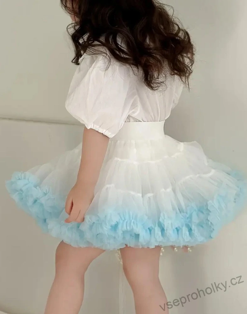Nadýchaná bohatá tutu sukně – bílo-modrá