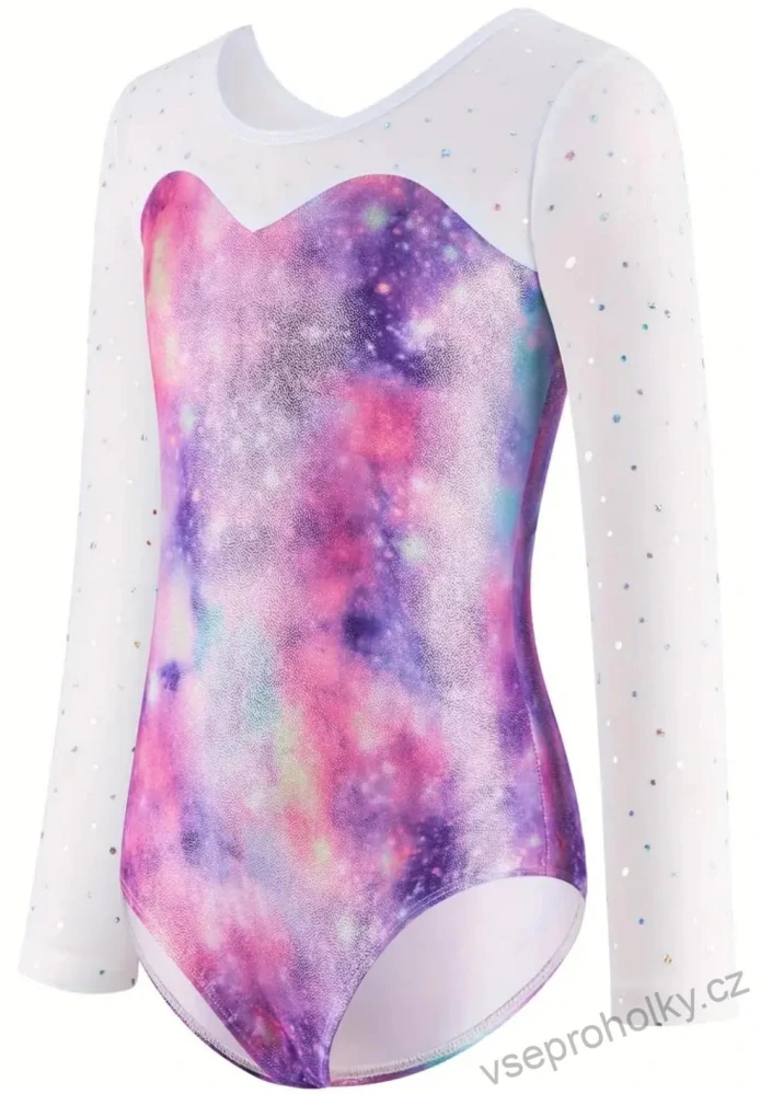 Dívčí gymnastický dres s dlouhým rukávem