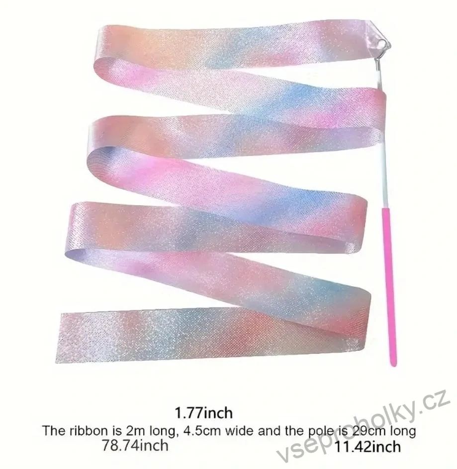 Gymnastická růžová třpytivá stuha – 400 cm
