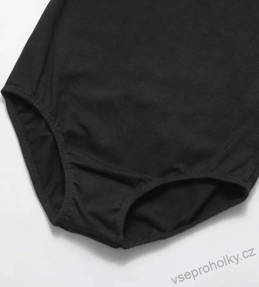 Černý bavlněný gymnastický taneční dres 