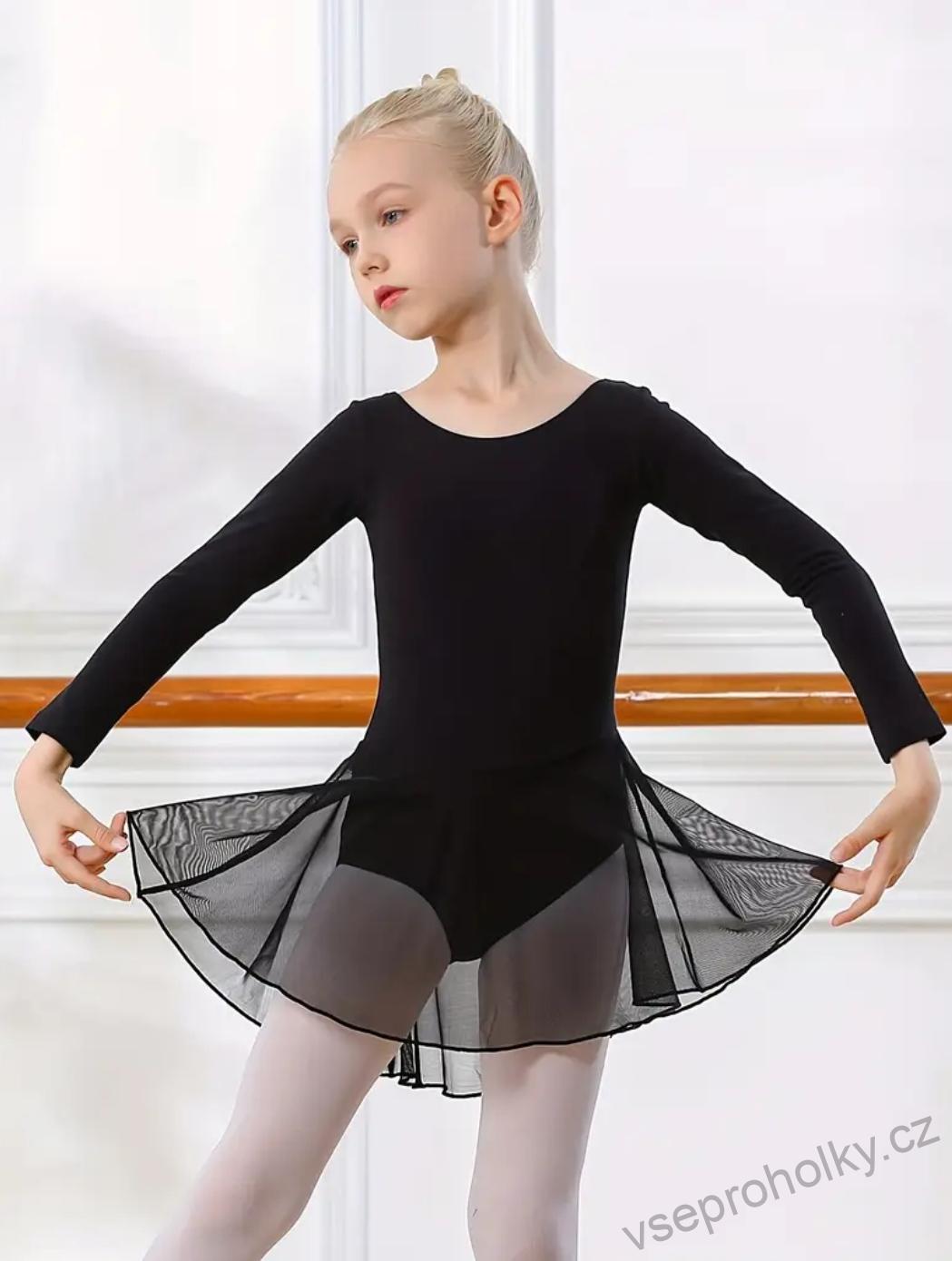 Taneční trikot se všitou sukní černý