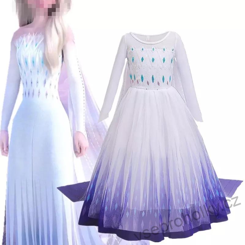 Dětské šaty Elzy Frozen II – kostým s odepínací vlečkou a doplňky