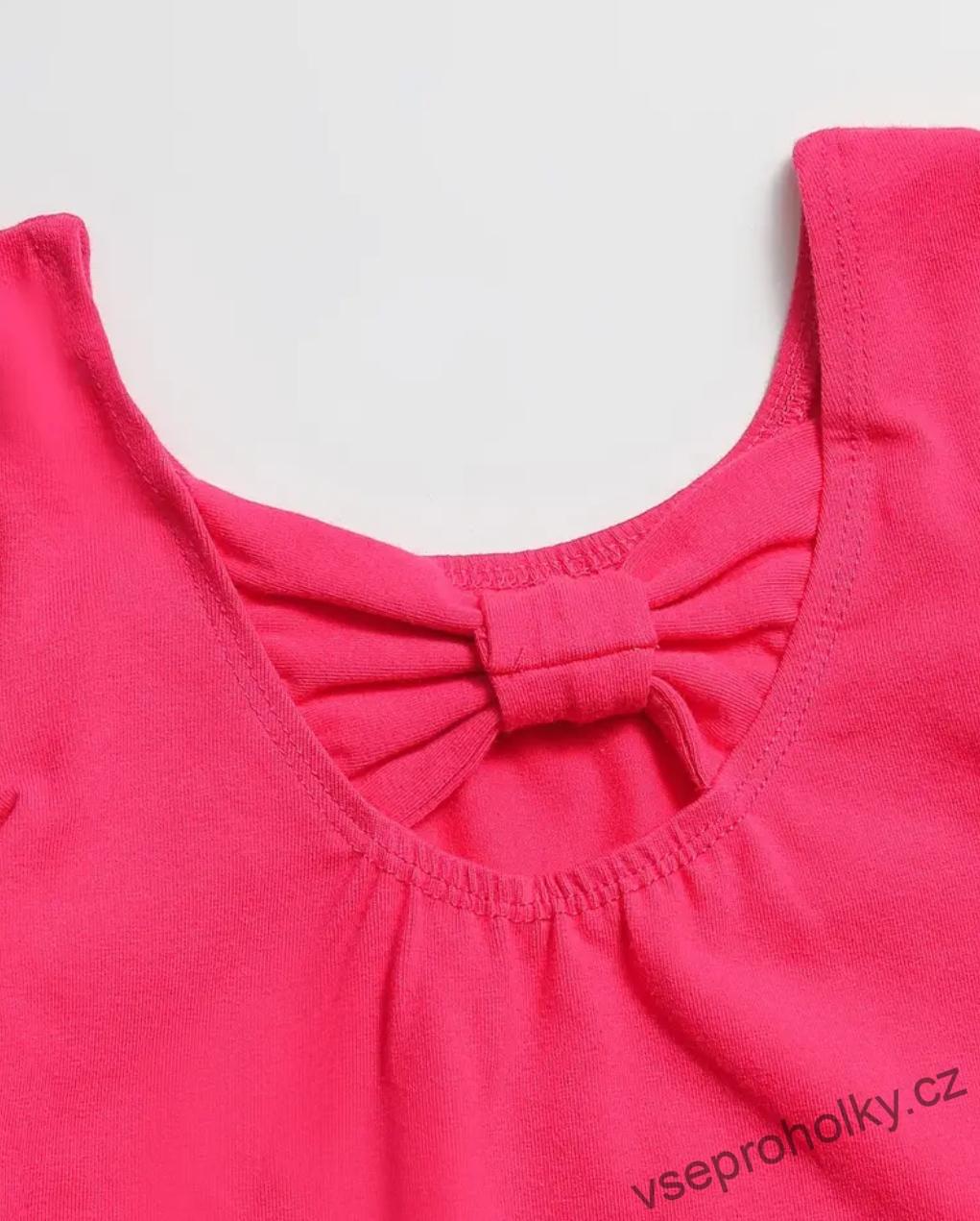 Dívčí růžový dres s dlouhým rukávem s mašlí