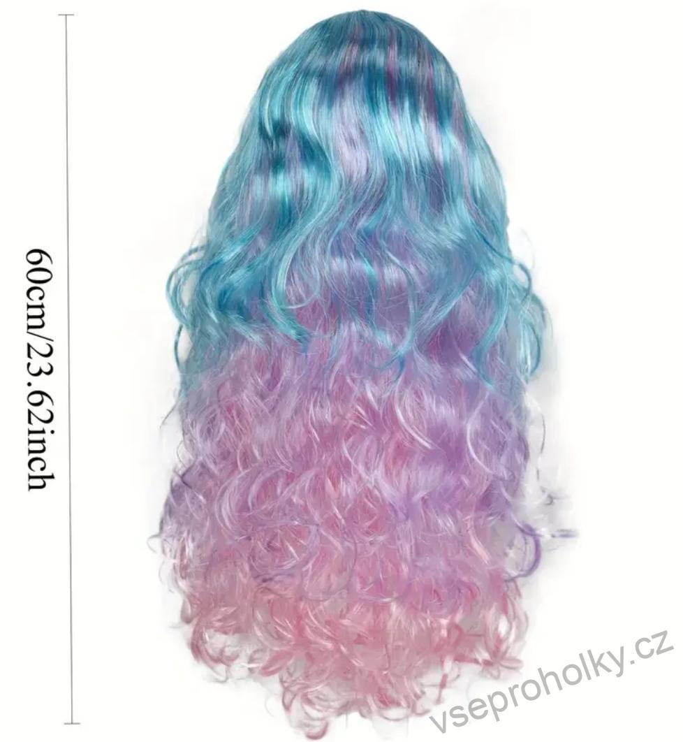Dívčí modro-růžová paruka 