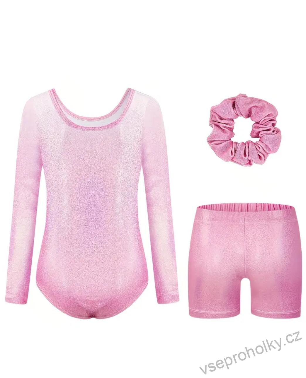 Gymnastický set – růžový třpytivý