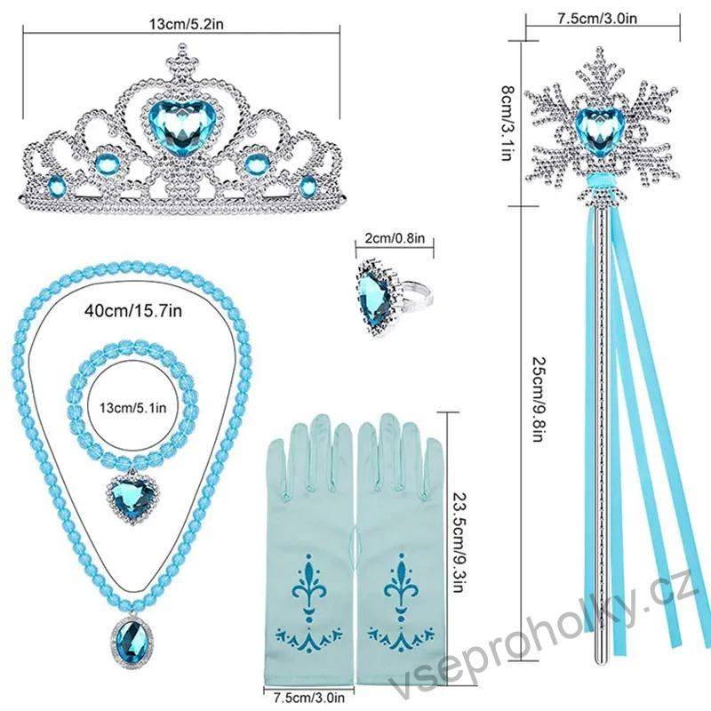 Doplňky Elza, set 8 kusů (Frozen) čelenka, hůlka, rukavice, náušnice, prstýnek, náramek, náhrdelník