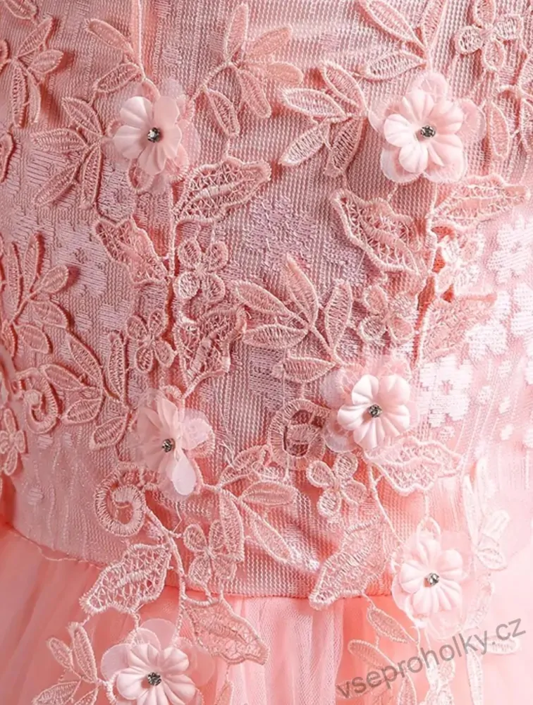 Šaty dětské dlouhé slavnostní růžové Rosa princeznovské luxusní