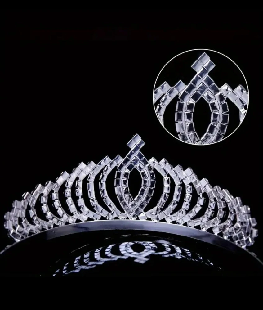 Luxusní korunka s kamínky - TIÁRA do vlasů QUEEN - Stříbrná