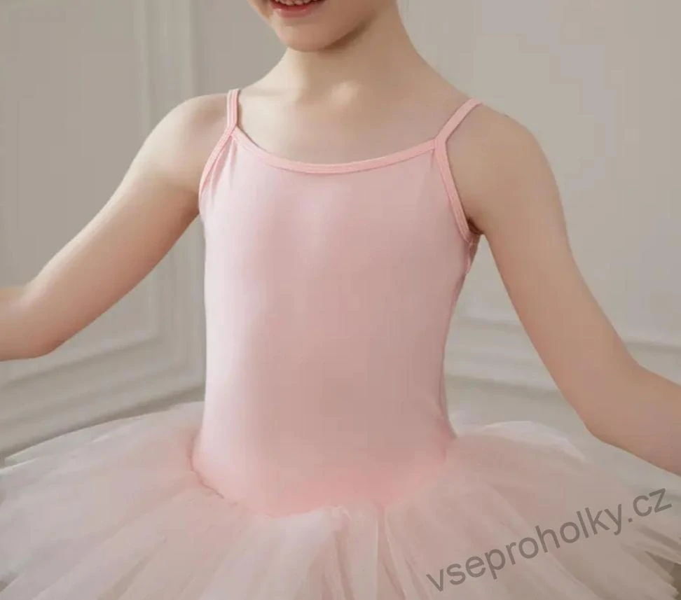 Dívčí taneční trikot s tutu sukní růžový