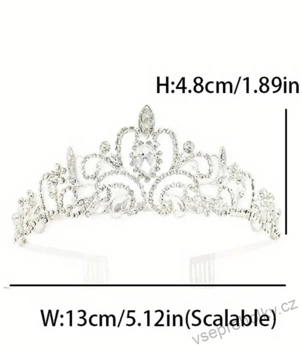 Princeznovská korunka s kamínky - TIÁRA do vlasů QUEEN - Zlatá