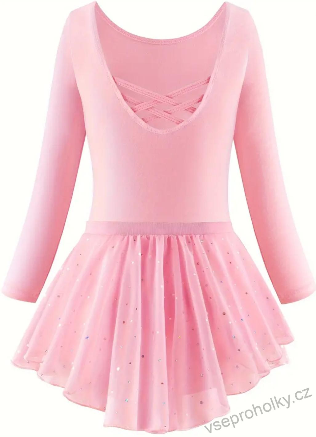Dívčí baletní trikot se sukní růžový