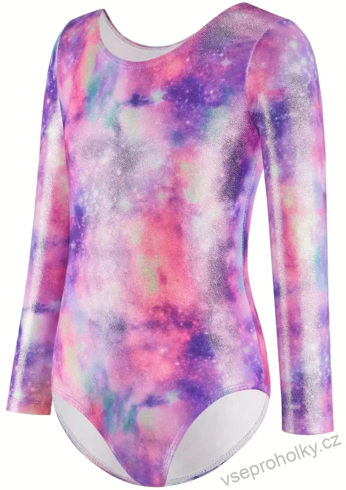 Dívčí gymnastický dres s dlouhým rukávem, gumička 