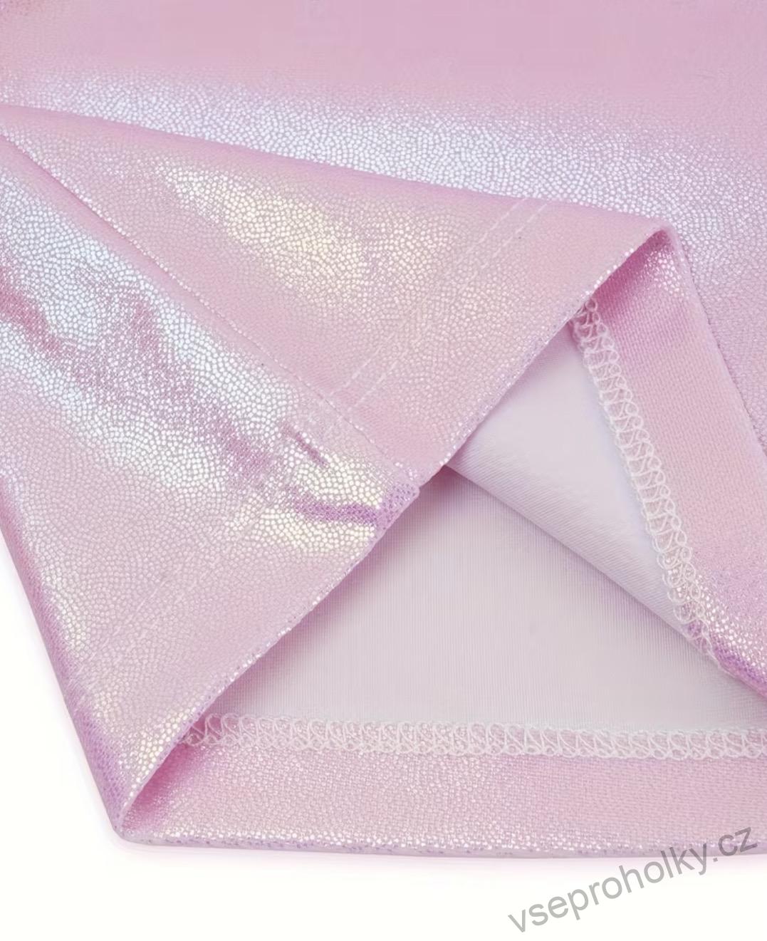 Dívčí gymnastický set ombré s kamínky – dres, kraťasy a gumička