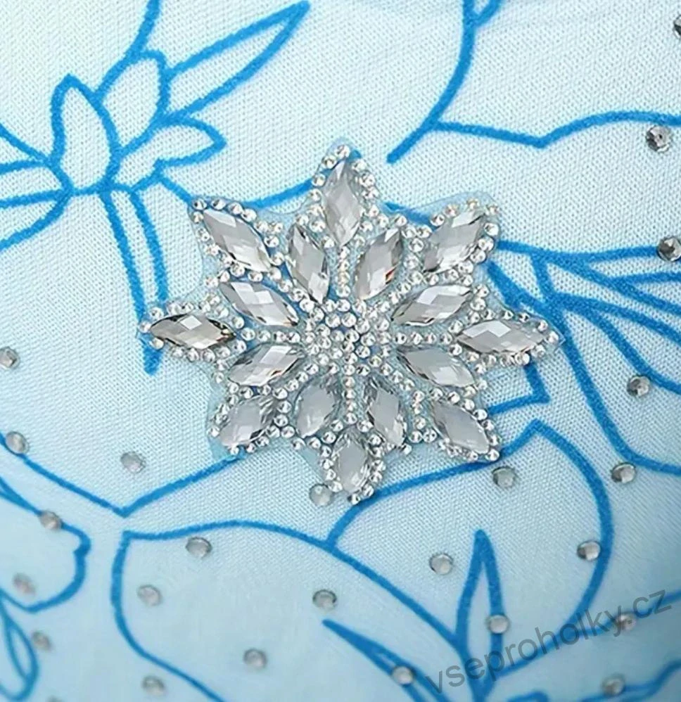 Modré šaty Elza Frozen s dlouhou vlečkou a ledovou sukýnkou
