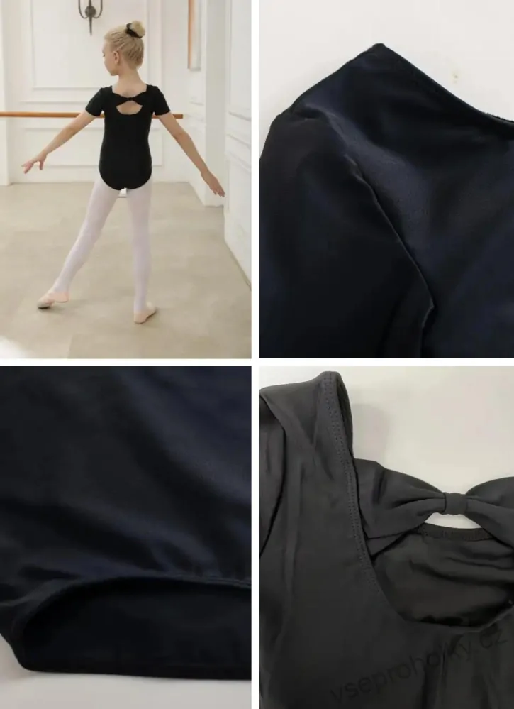 Černý dívčí trikot s krátkým rukávem