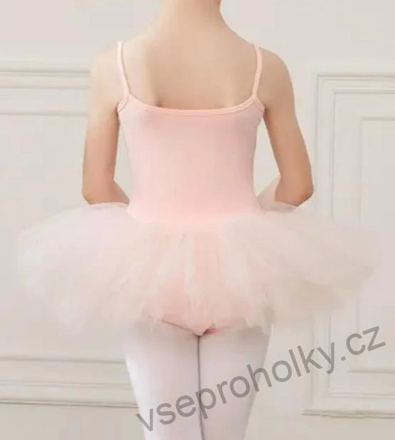 Dívčí taneční trikot s tutu sukní růžový