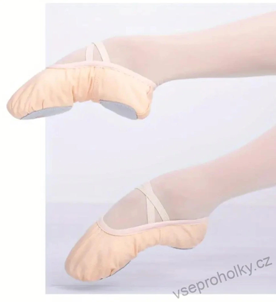 Plátěné měkké baletní taneční piškoty béžové