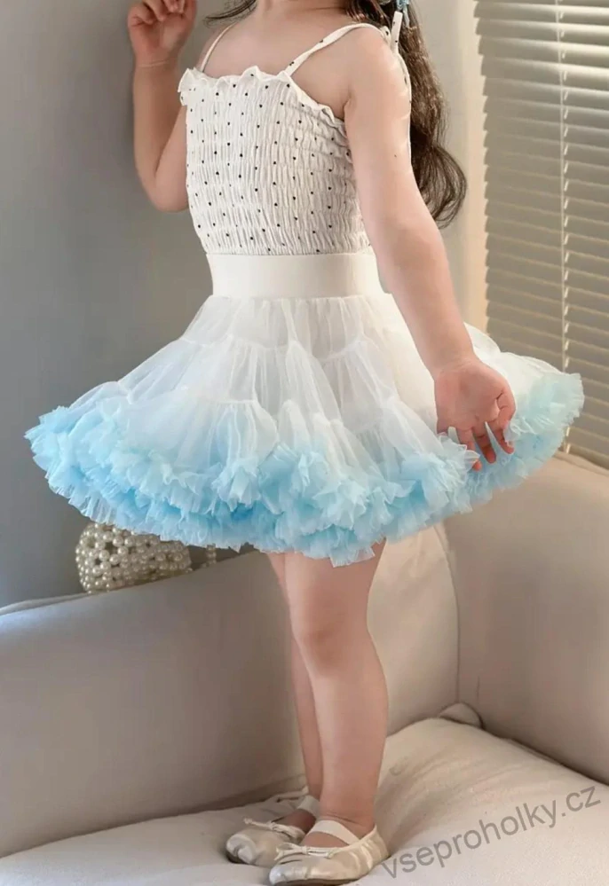 Nadýchaná bohatá tutu sukně – bílo-modrá