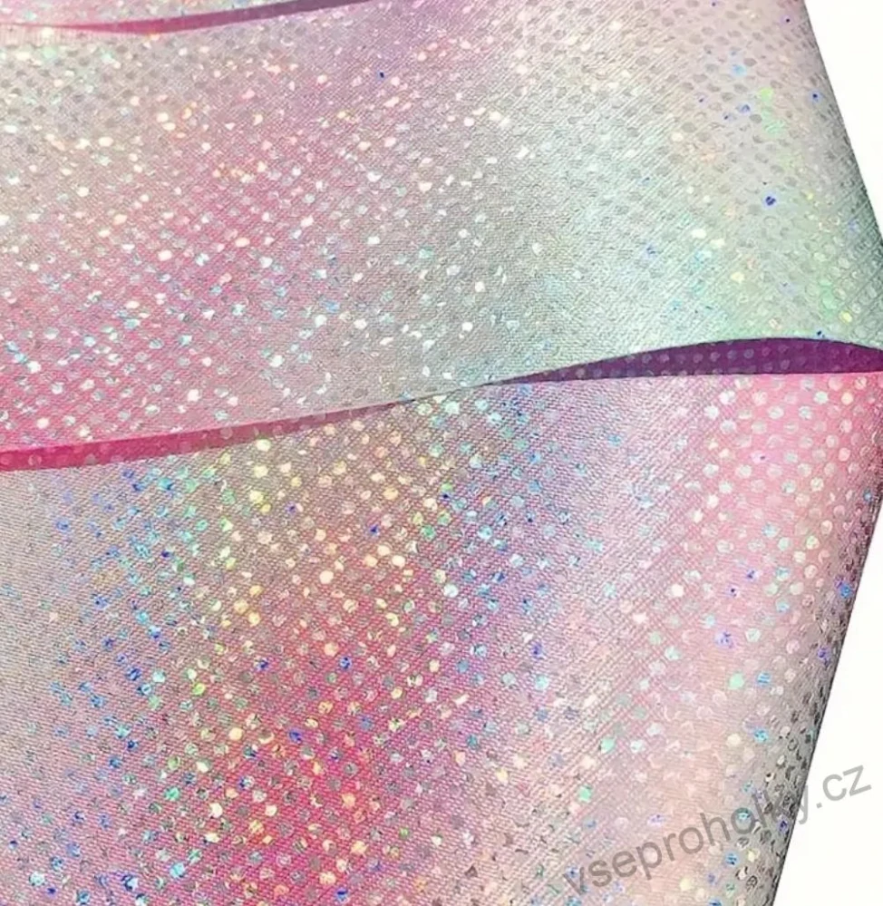 Gymnastická růžová třpytivá stuha – 100 cm
