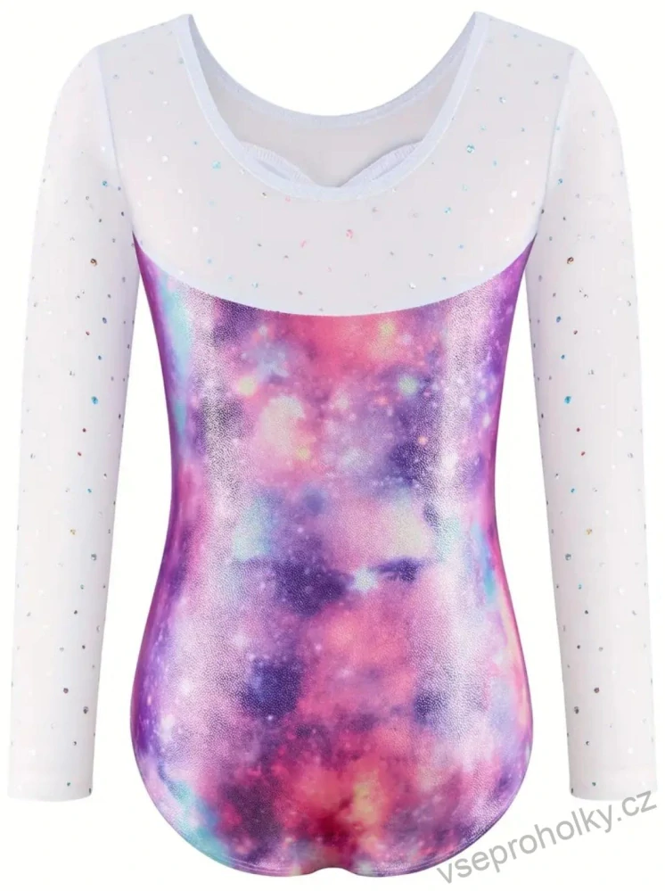 Dívčí gymnastický dres s dlouhým rukávem