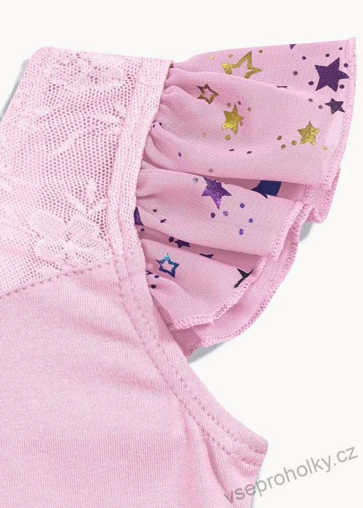Dívčí trikot s kratkým rukávem a sukýnkou - růžový