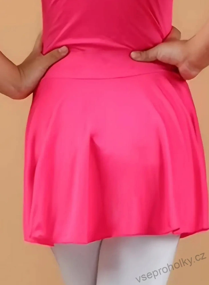 Dívčí taneční šaty / trikot s našitou sukýnkou růžový