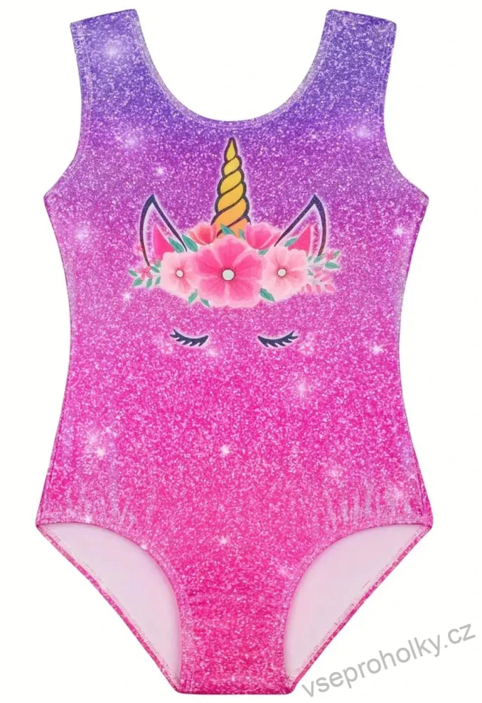 Růžový dětský gymnastický set s jednorožcem