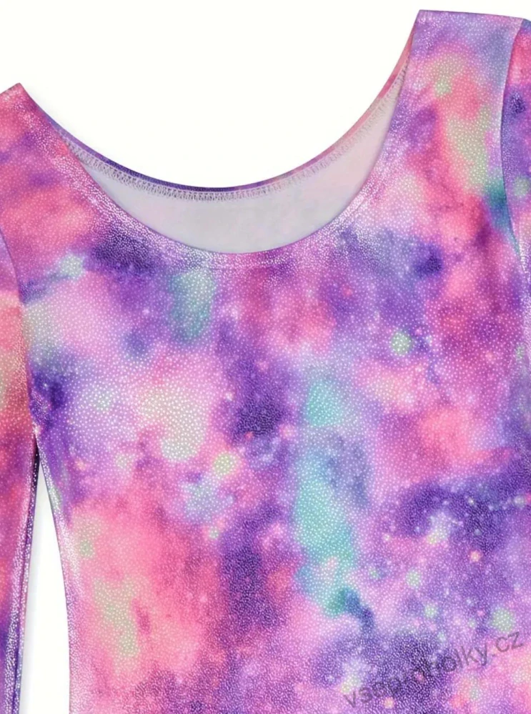 Dívčí gymnastický dres s dlouhým rukávem, gumička 