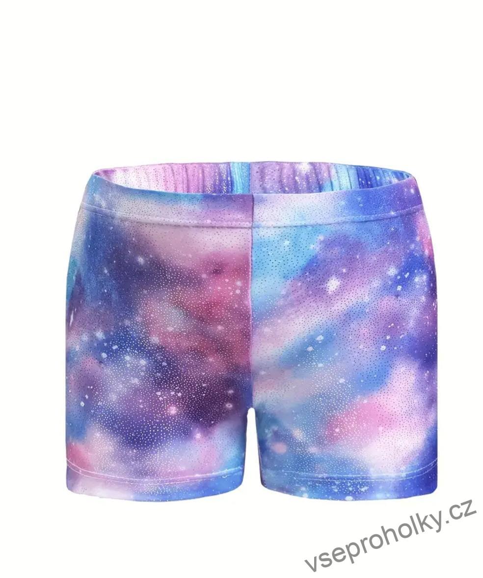 Dívčí gymnastický dres s dlouhým rukávem a kraťasy, gumička 