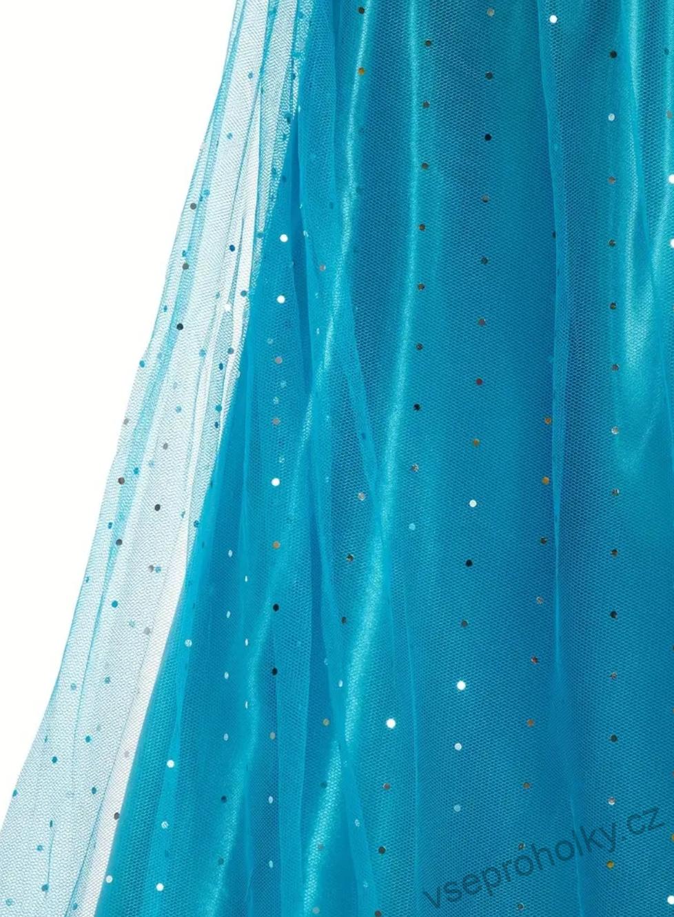 Modré šaty Elza Frozen s dlouhou vlečkou 