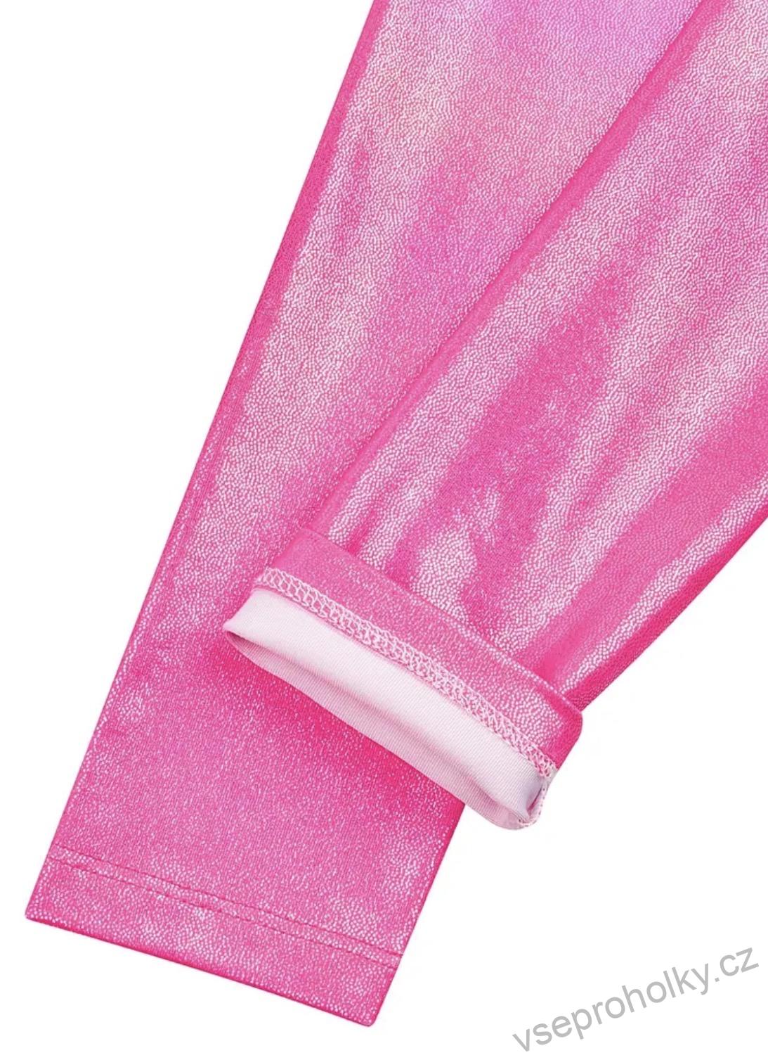 Růžový zdobený gymnastický dres s dlouhým rukávem