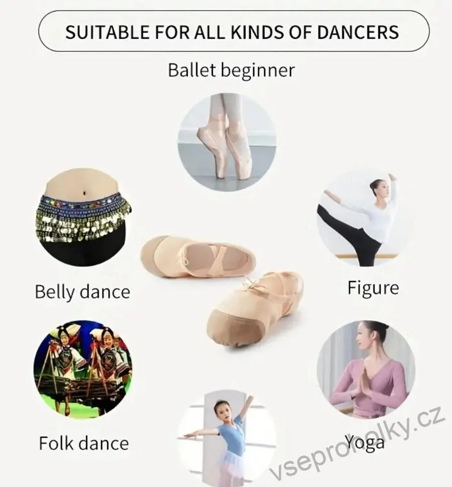 Plátěné baletní piškoty s dělenou podešví černá