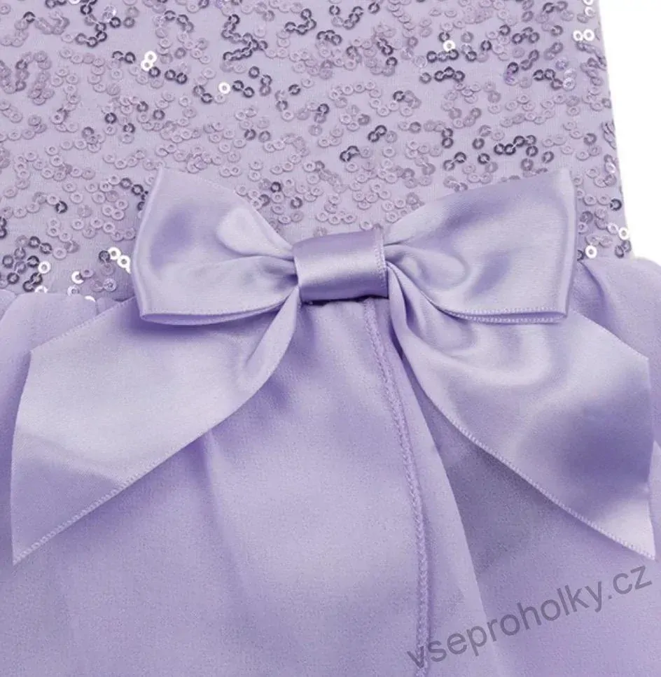 Dívčí taneční trikot na ramínka ozdobený flitry se všitou sukní 
