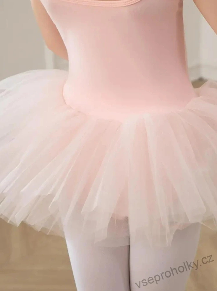 Dívčí taneční trikot s tutu sukní růžový