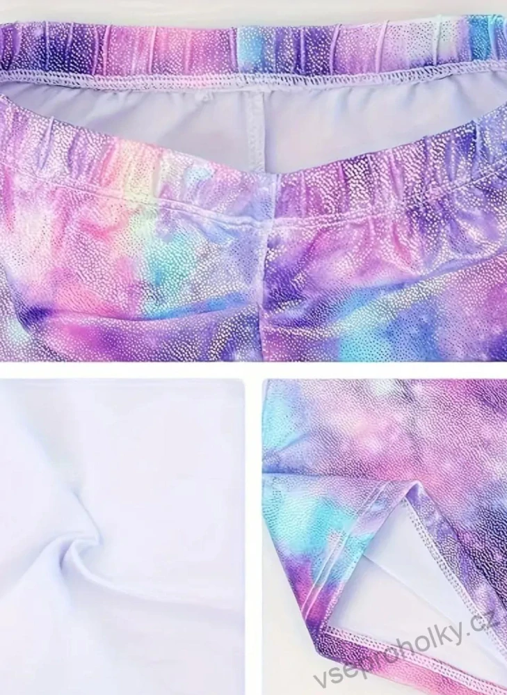 Dívčí gymnastický dres s dlouhým rukávem a kraťasy, gumička 