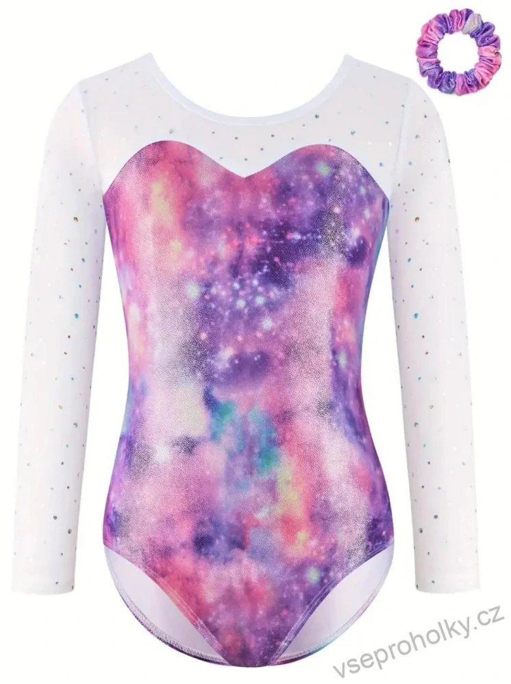 Dívčí gymnastický dres s dlouhým rukávem