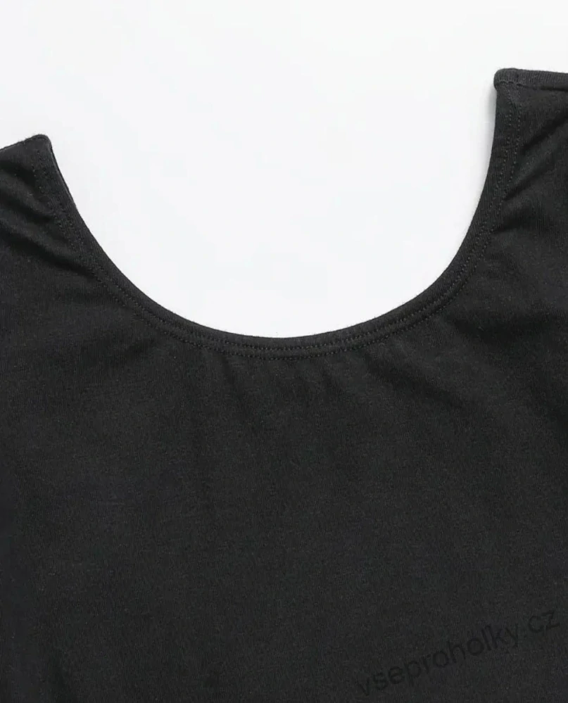 Černý bavlněný gymnastický taneční dres 